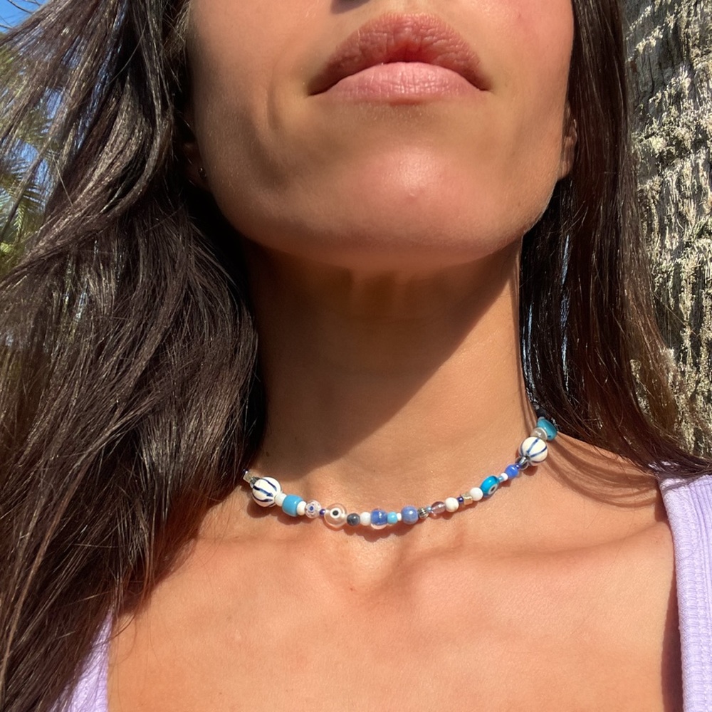 Handmade YK2 inspired beaded choker necklace